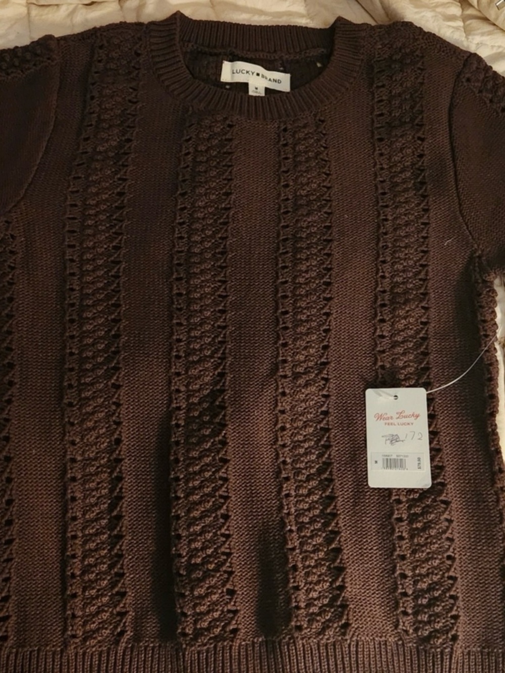 Lucky Brand Women's Brown Crewneck Sweater, size M. PTP 15”, length 22” NO TAG